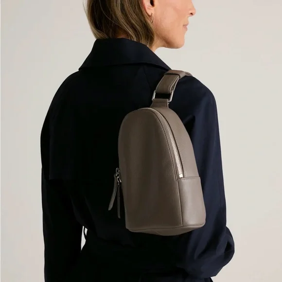 Quince Taupe Leather Shoulder Bag - Picture 2 of 9